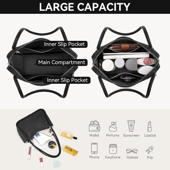 Small Purses for Women Trendy Shoulder Bag Vegan Leather Hobo Handbags with Doub - Picture 4 of 6